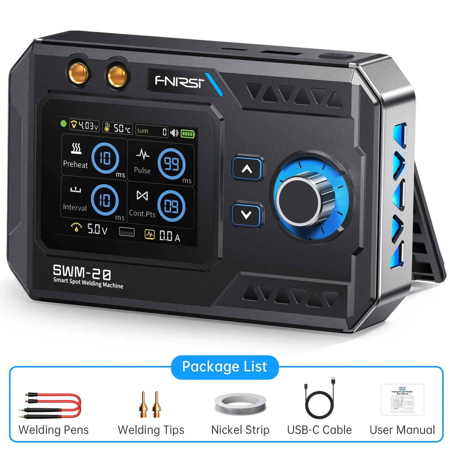 FNIRSI SWM-20 Portable Spot Welder Double Pulse Battery Welding Machine 18650 Battery DIY Pack Welding Tool 0.4mm Nickel Chip