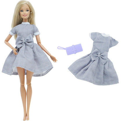 New Fashion Doll Dress Daily Outfit Girl Party Skirt Cute Mini Gown With Bag Clothes for 1/6 Doll DIY Accessories Baby Toys -