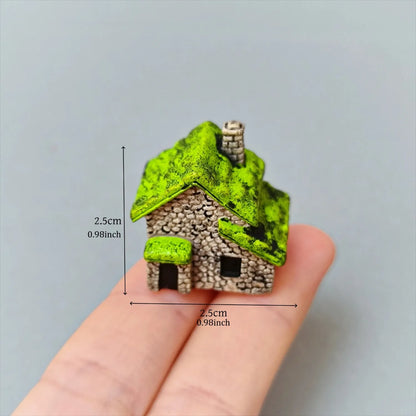 6Pcs Miniature Retro Village Thatched House Figurines, Mini Resin Cottage Ornaments for Miniature Garden, Minihouse