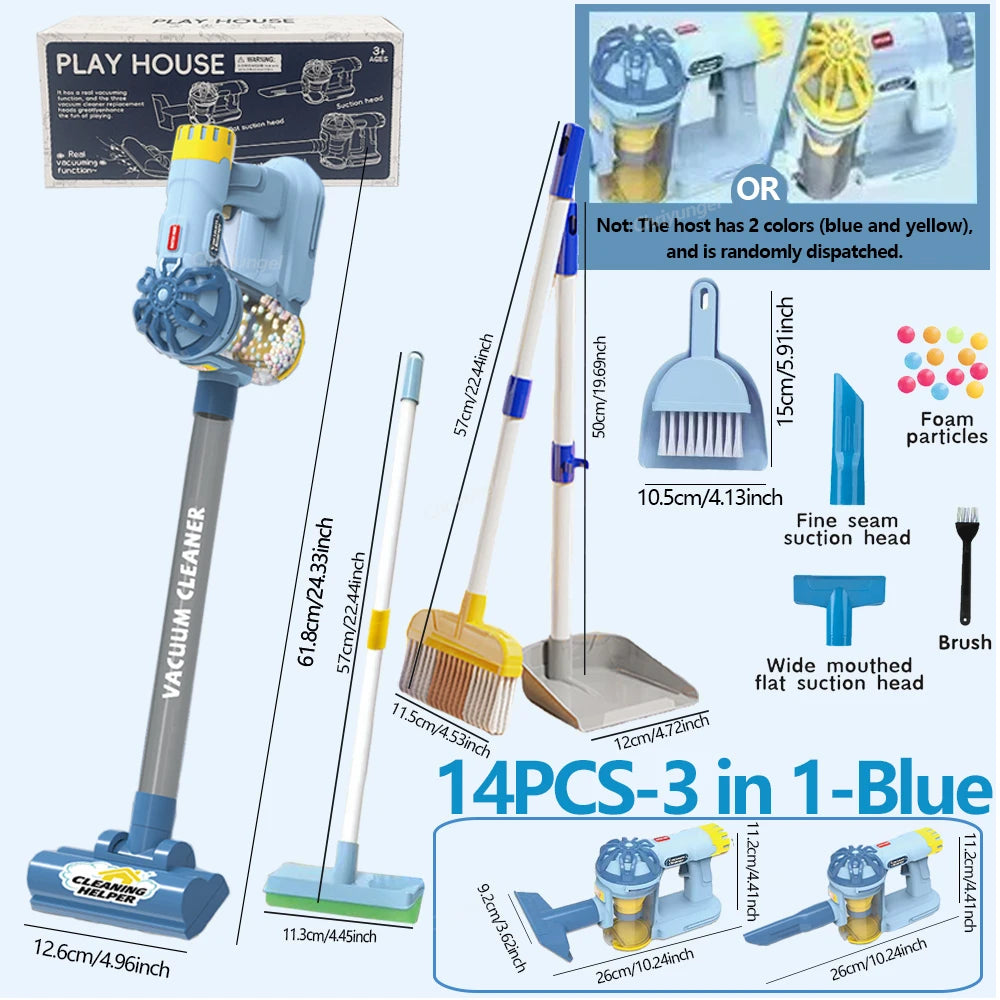 Kids Simulation Electric Vacuum Cleaner Toy Set Housekeeping Role Play Educational Toys for Toddlers Perfect Gift for Girls B