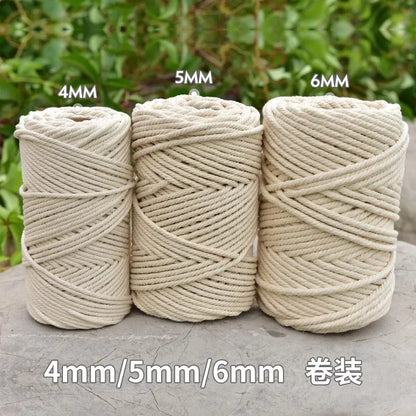 Handmade Macrame Boho decor 1/2/3/4/5/6/8/10mm Cotton Beige thread Cord Rope Twisted String DIY Home Wedding decoration suppl