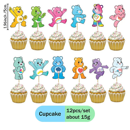 Care Bear Party Supplies Disposable Plate Napkin Tablecloth Cake Topper Gifts Bag Kids for Birthday Party Decorations Set Gif