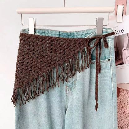 2025 ! Y2K Women Lace Tulle Bandage Skirt Stacked Lace Half Skirt Layering Small Butt Curtain Flower Triangle Hair Scarf - Co