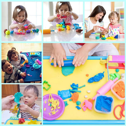 Clay and Dough Modelling Tools Kit Rollers Molds Cutters Plastic Assorted Designs Play Dough Extruders Tools Toy Set