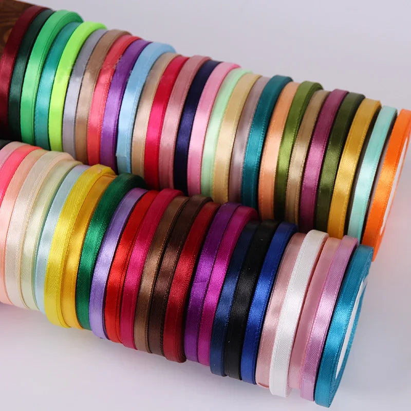 22 Meters/Roll 6mm Silk Satin Ribbons Christmas Halloween Birthday Party Gift Wrapping Ribbons DIY Handmade Crafts Material