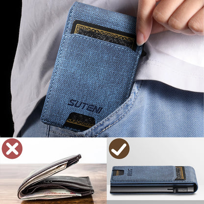 Push-out Card Faux Leather Card Holder Wallet Holder Large Capacity Can Hold 1-12 Cards 1 Photo Black/Brown/Blue