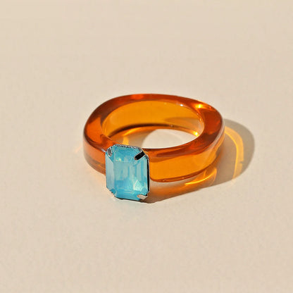 Fashion Luxury Irregular Geometric Transparent Colorful Crystal Rhinestone Zircon Round Ring For Women Shiny Jewelry Accessor