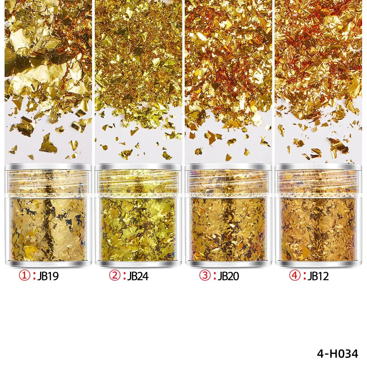4Bottles/Set Gold Foil Leaf Flake Craft For Epoxy Resin Mold Jewelry Making Decoration Gold Foil Paper Nail Art Glitter Suppl