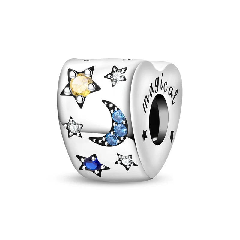 925 Sterling Silver Charms Fit Original Bracelets Star Moon Sun Spaceman Pendant Beads DIY Women Necklaces Jewelry