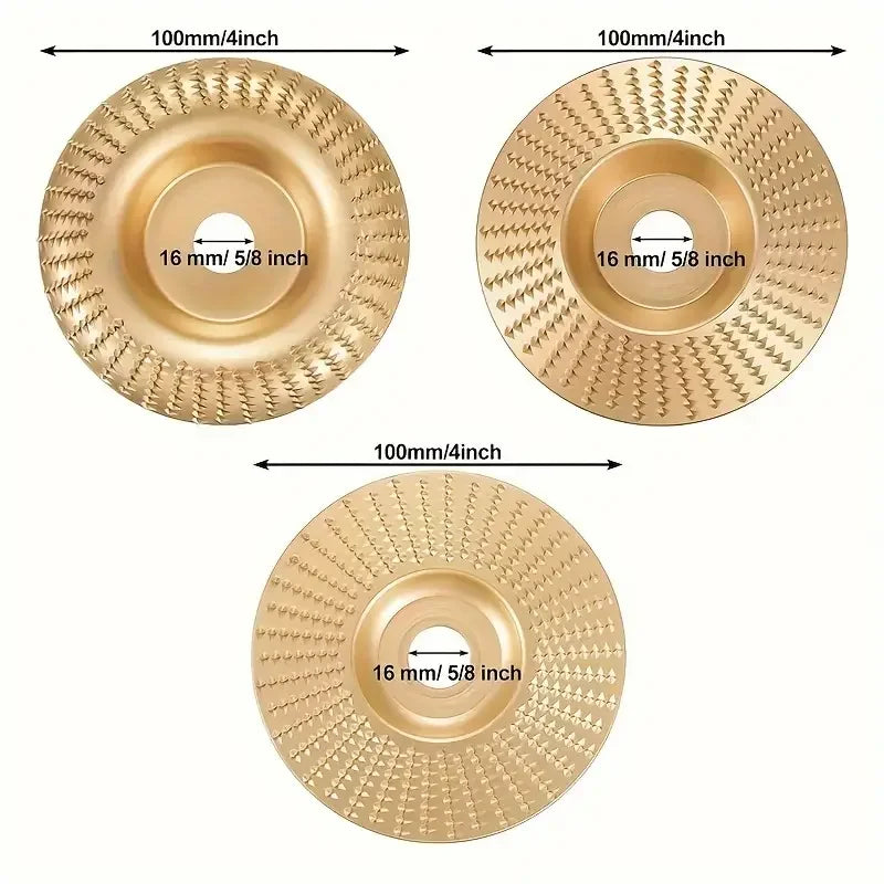 Woodworking Grinding Disc Three-Piece Set 100mm Wide/16Mm Metal Hole Arc-Shaped Bevel Design Electric Grinder Grinding Disc W