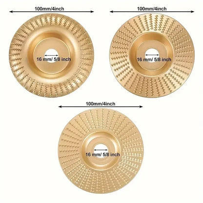 Woodworking Grinding Disc Three-Piece Set 100mm Wide/16Mm Metal Hole Arc-Shaped Bevel Design Electric Grinder Grinding Disc W
