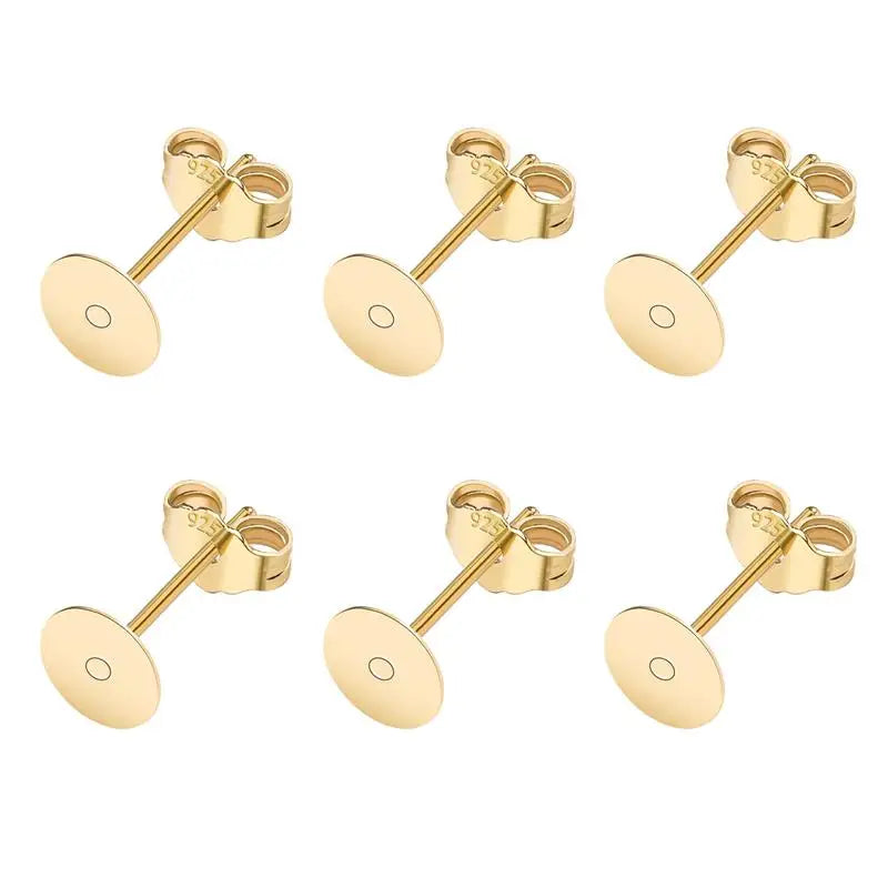 50pcs/lot 925 Silver Plated Blank Post Earring Studs Base Pin With Earring Plug Findings Ear Back DIY Jewelry Making Accessor