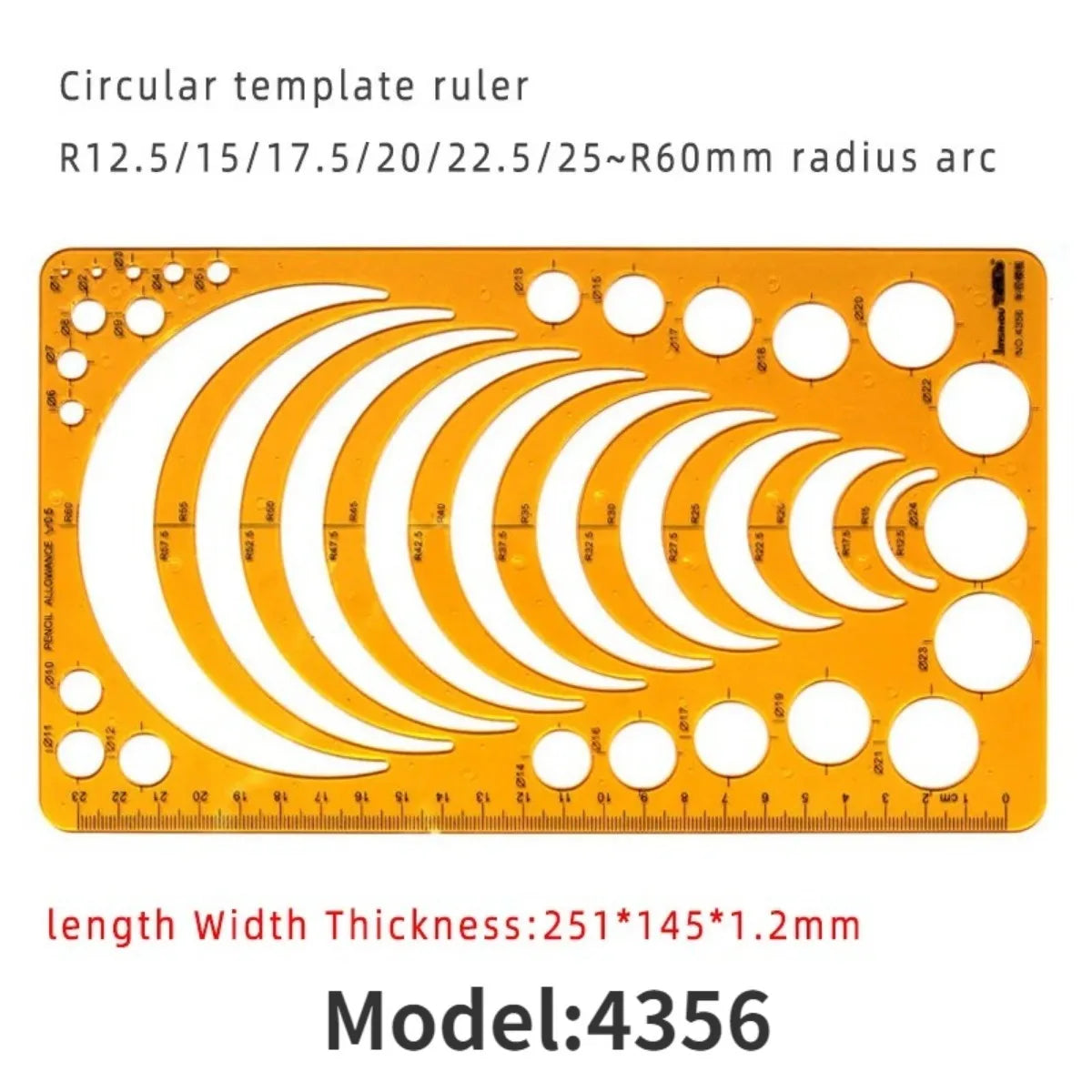 Architectural Drafting Template Set - Round & Oval Shapes, Resin Design Rulers for Furniture and Building Plans, Office Suppl