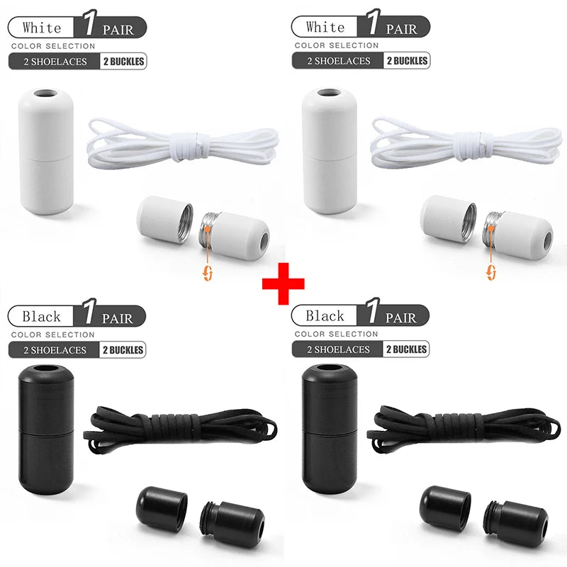 Elastic No Tie Shoelaces Semicircle Shoe Laces For Kids and Adult Sneakers Shoelace Quick Lazy Metal Lock Laces Shoe Strings 