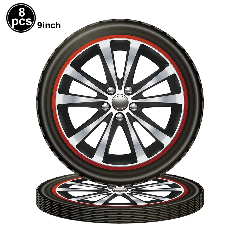 Racing Car Theme 3-Tier Round Cardboard Cupcake Stand Cars Birthday Party Tablecloth Black and White Checkered Decor Supplies