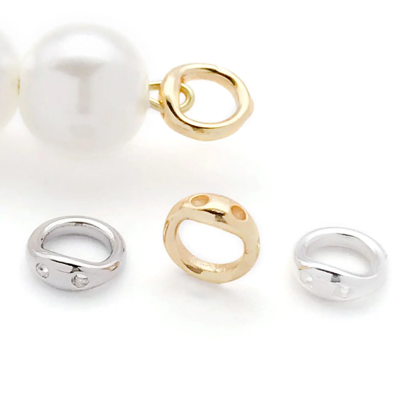10pcs 18K Real Gold Plated Brass Metal Crimp End Beads, Jewelry End Caps Connector for DIY Jewelry Making Accessories