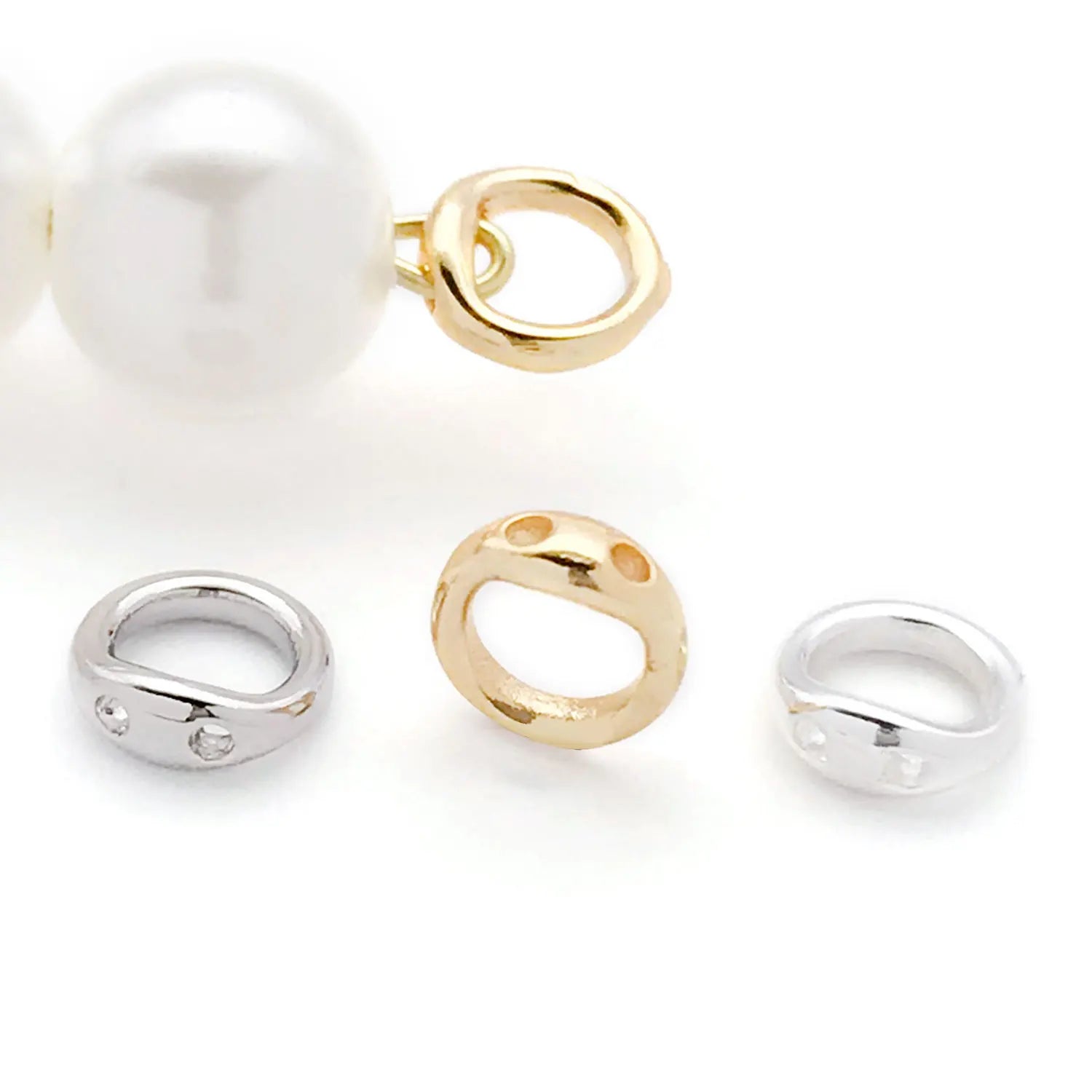 10pcs 18K Real Gold Plated Brass Metal Crimp End Beads, Jewelry End Caps Connector for DIY Jewelry Making Accessories
