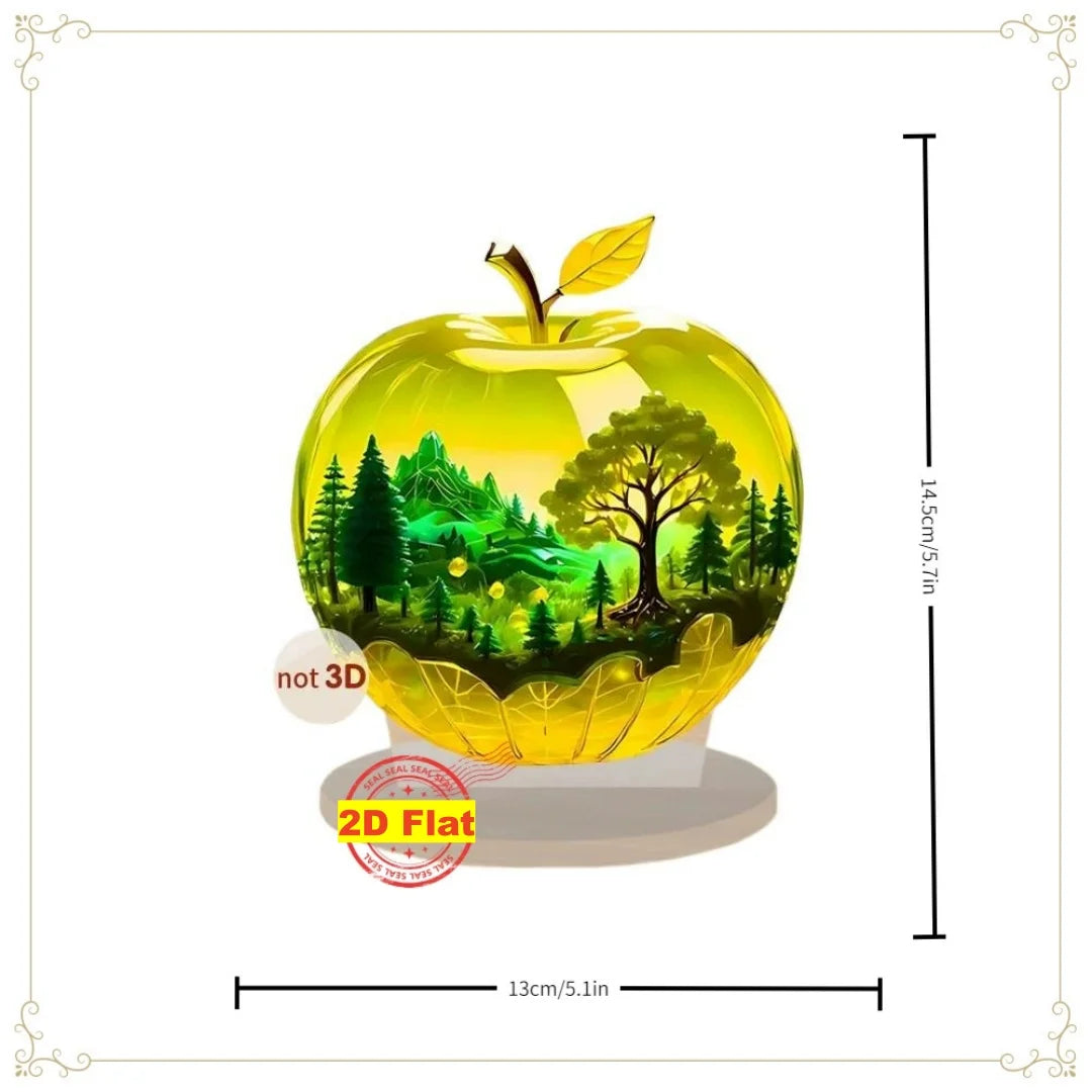 2D Acrylic Apple Landscape Desktop Decoration Ornament Home Living Room Entrance Tabletop Decoration Office Table Ornament - 