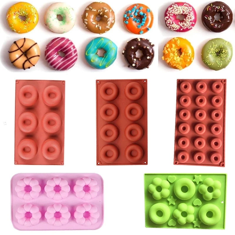 Silicone Donut Maker 3D DIY Baking Pastry Cookie Chocolate Round Molds Muffin Cake Mould Dessert Handmade Kitchen Cooking Too