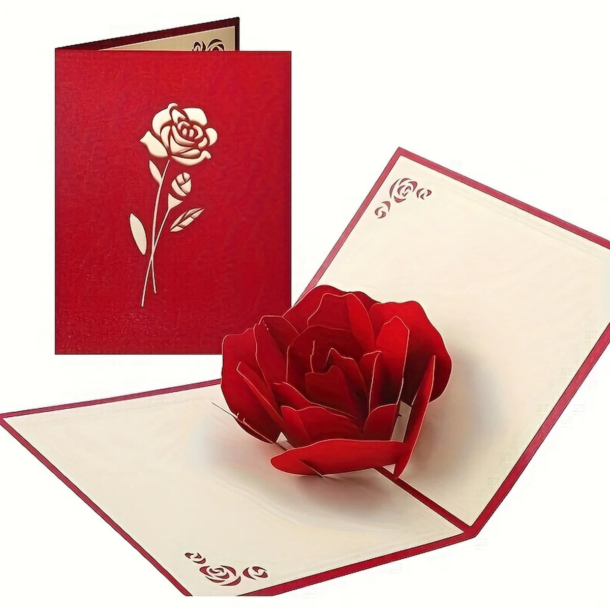 3D Pop-Up Happy Birthday Rose Card - Perfect for Anniversaries, Mother's Day, Weddings - Greeting Women,Youngsters with Envel