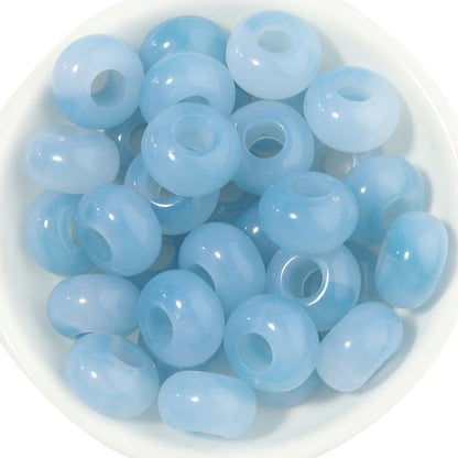 50pcs/lot Colorful Round Acrylic Beads Big Hole Loose Spacer Beads For Jewelry Making DIY Necklaces Bracelets Accessories - d