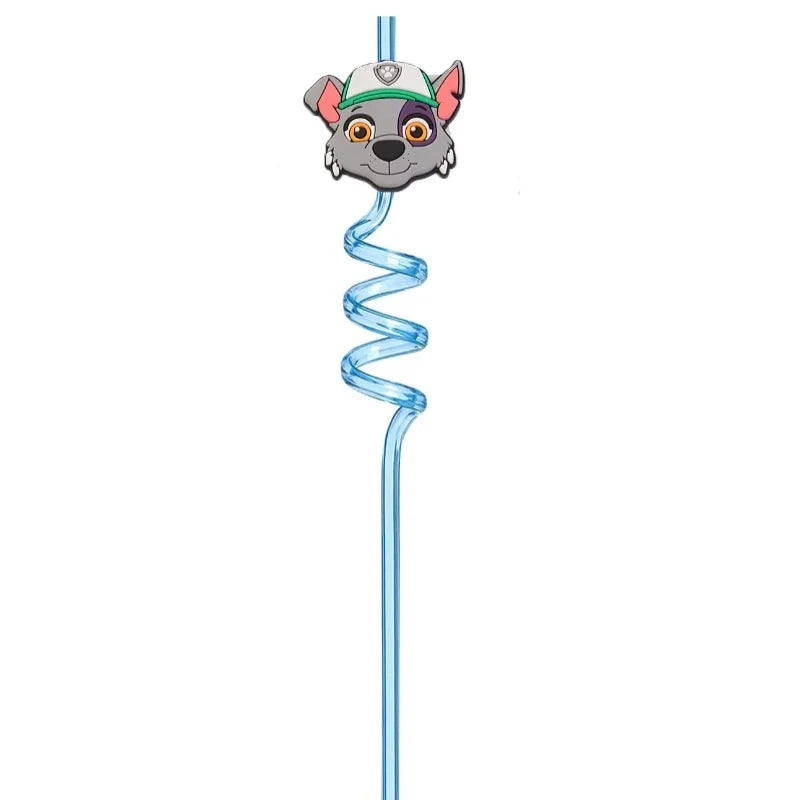 6Pcs Paw Patrol Straws Food Grade Spiral Pipette Kids Boys Girls Birthday Party Decoration Baby Shower Party Supplies Gifts -