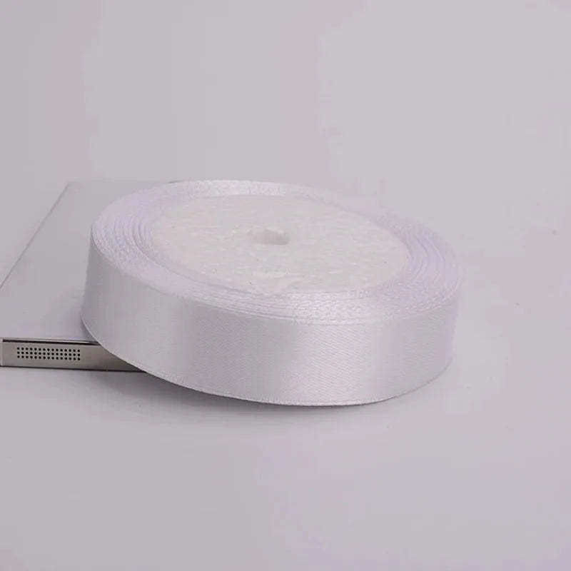 (25yards/roll)6mm-75mm White Silk Satin Ribbons Wedding Decorative Ribbon Gift Wrapping DIY Handmade Materials 9 Size