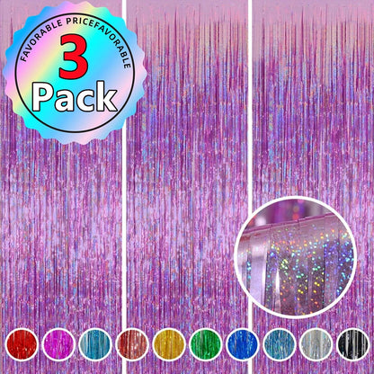 3/2/1Pack Party Backdrop Curtains Glitter Gold Tinsel Fringe Foil Curtain Birthday Wedding Decoration Adult Anniversary Decor