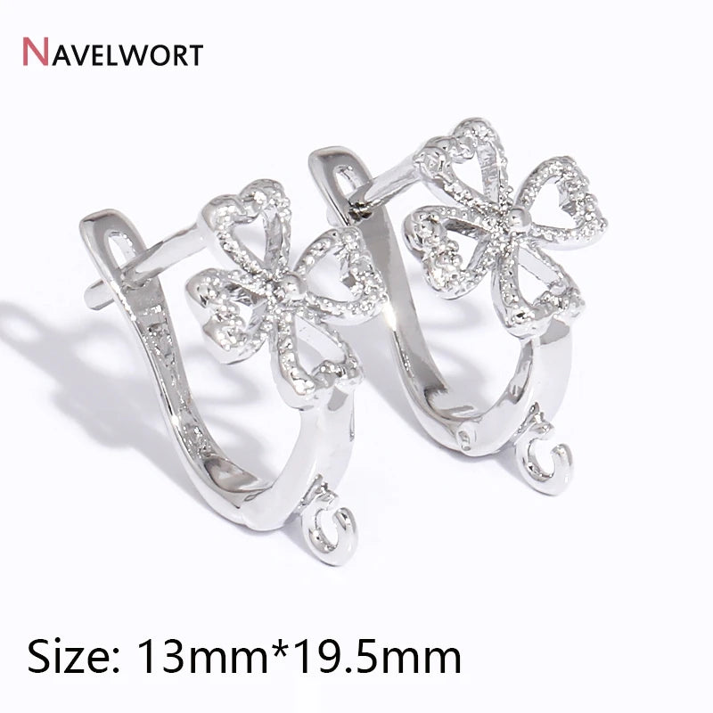 18K Gold Plated Brass Metal Earwires Basic Fasteners,Earring Fixtures,Inlaid Zircon Earring Hooks,Earring Making Supplies - R