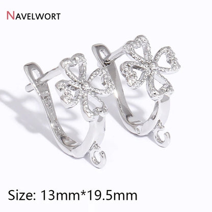 18K Gold Plated Brass Metal Earwires Basic Fasteners,Earring Fixtures,Inlaid Zircon Earring Hooks,Earring Making Supplies - R