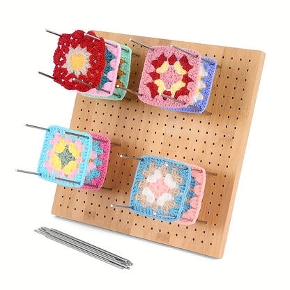 Crochet Block Plate, Block Plate for Crochet Weaving, Bamboo Grid Block Plate for Crochet Projects, Crochet Accessory Gift