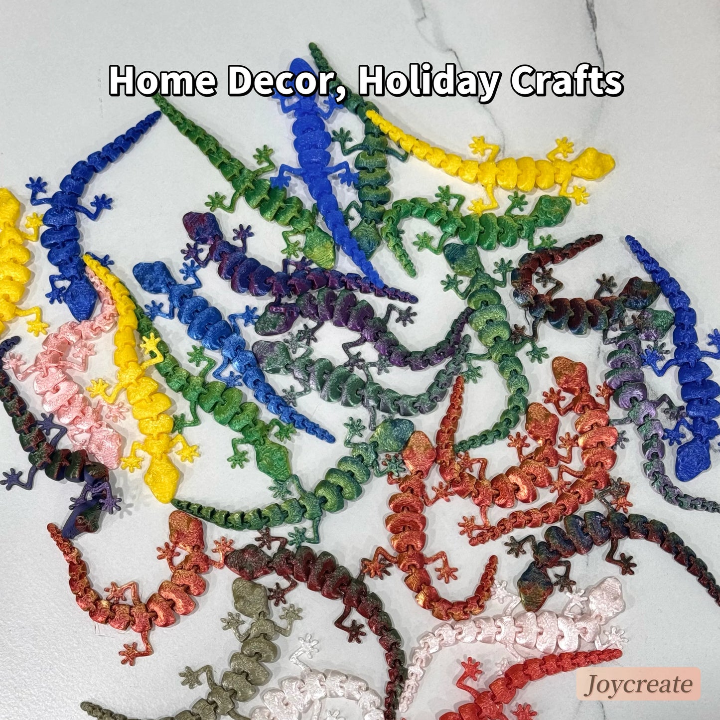 30 pc 3d printed movable joint lizards, colorful and realistic reptile decorations, durable plastic desktop ornaments ons