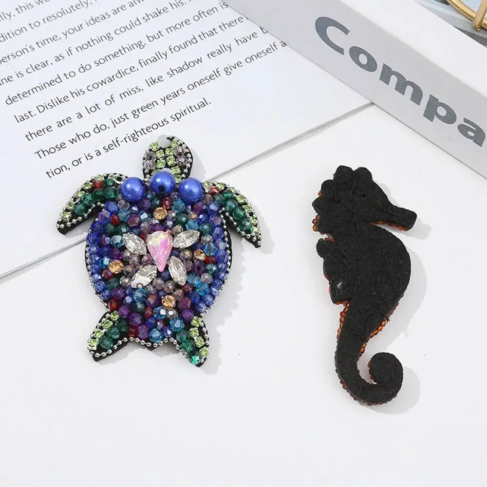3D Marine Animal Patches Seahorse Crab Beaded Patches Starfish Handmade Cartoon Patches For DIY Craft & Cloth Decoration