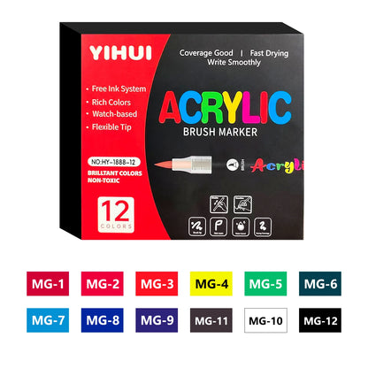 12/24/36/48/60 Colors Acrylic Paint Pens Markers Brush Tip Paint Markers For Rock Painting Wood Stone Glass Gift DIY Crafts