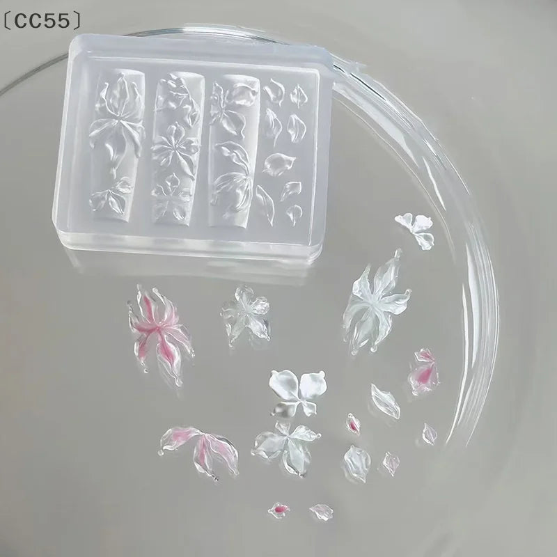 〔CC55〕Lily Flower Sea Shell Conch Coral Starfish 3D Acrylic Nail Mold Nail Decorations DIY Silicone Manicure Mold Nail Art Mo