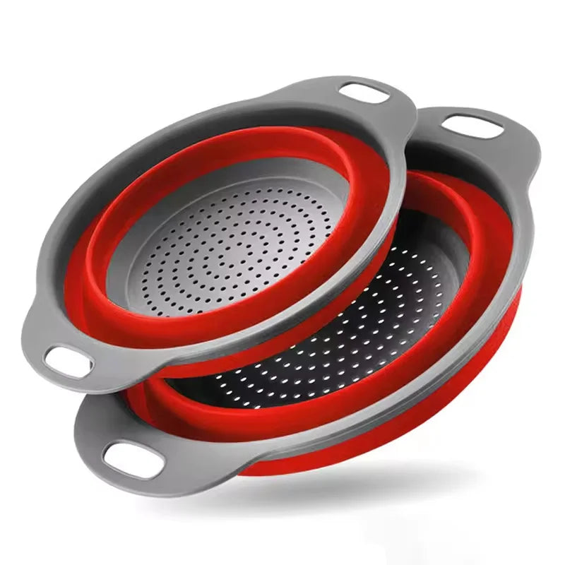 Silicone Folding Drain Basket Fruit Vegetable Washing Basket Foldable Strainer Colander Collapsible Drainer Kitchen Storage T