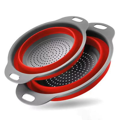 Silicone Folding Drain Basket Fruit Vegetable Washing Basket Foldable Strainer Colander Collapsible Drainer Kitchen Storage T