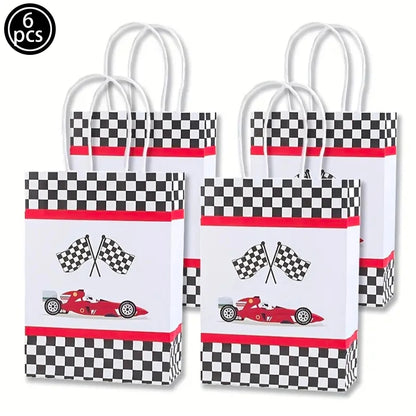 Racing Car Theme 3-Tier Round Cardboard Cupcake Stand Cars Birthday Party Tablecloth Black and White Checkered Decor Supplies