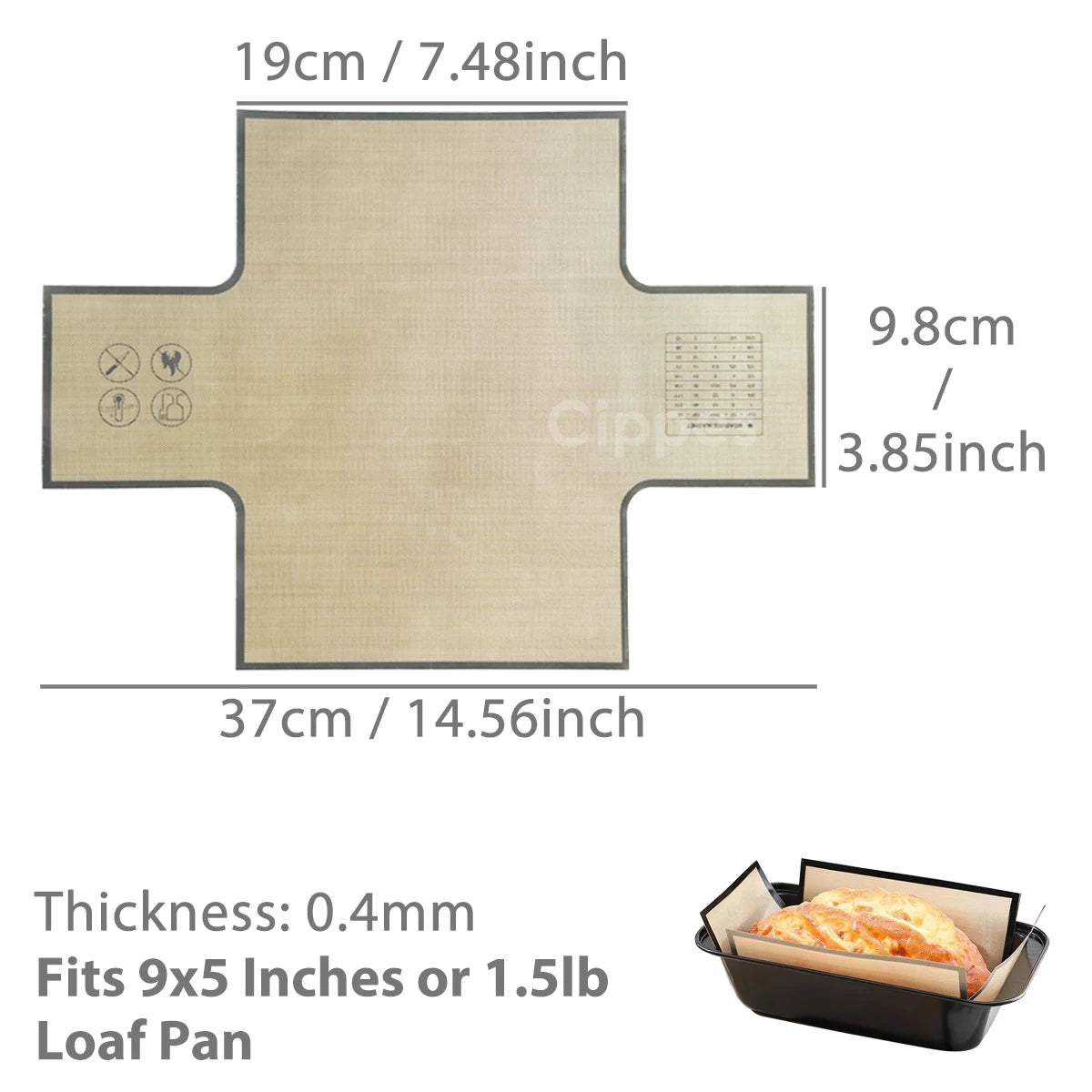 Silicone Bread Loaf Pan Liners, Reusable Nonstick Long Tab Handles Bread Pan Baking Mats, for 9x5inch Bread Pans, Heat Resist