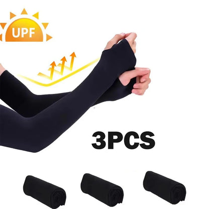 3/5PCS Arm Sleeves for Sun Protection Men's and Women's Elbow Sleeves for Outdoor Sports UV Protection Arm Sleeves - Black 3p