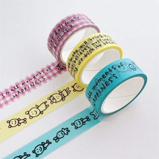 Korean Ins Style Washi Tape Simple Cartoon English Handbook Material Sticker Tape