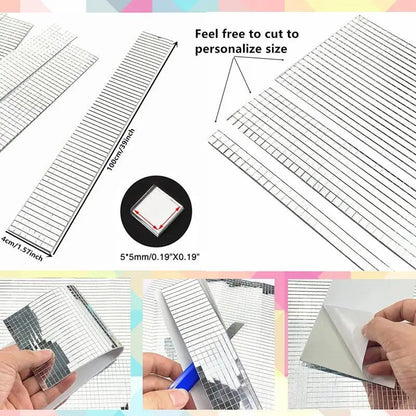 2025 New Self-Adhesive Real Craft Mini Square Mirrors Mosaic Tiles Stickers Bathroom DIY Handmade Craft Home Decoration Makin