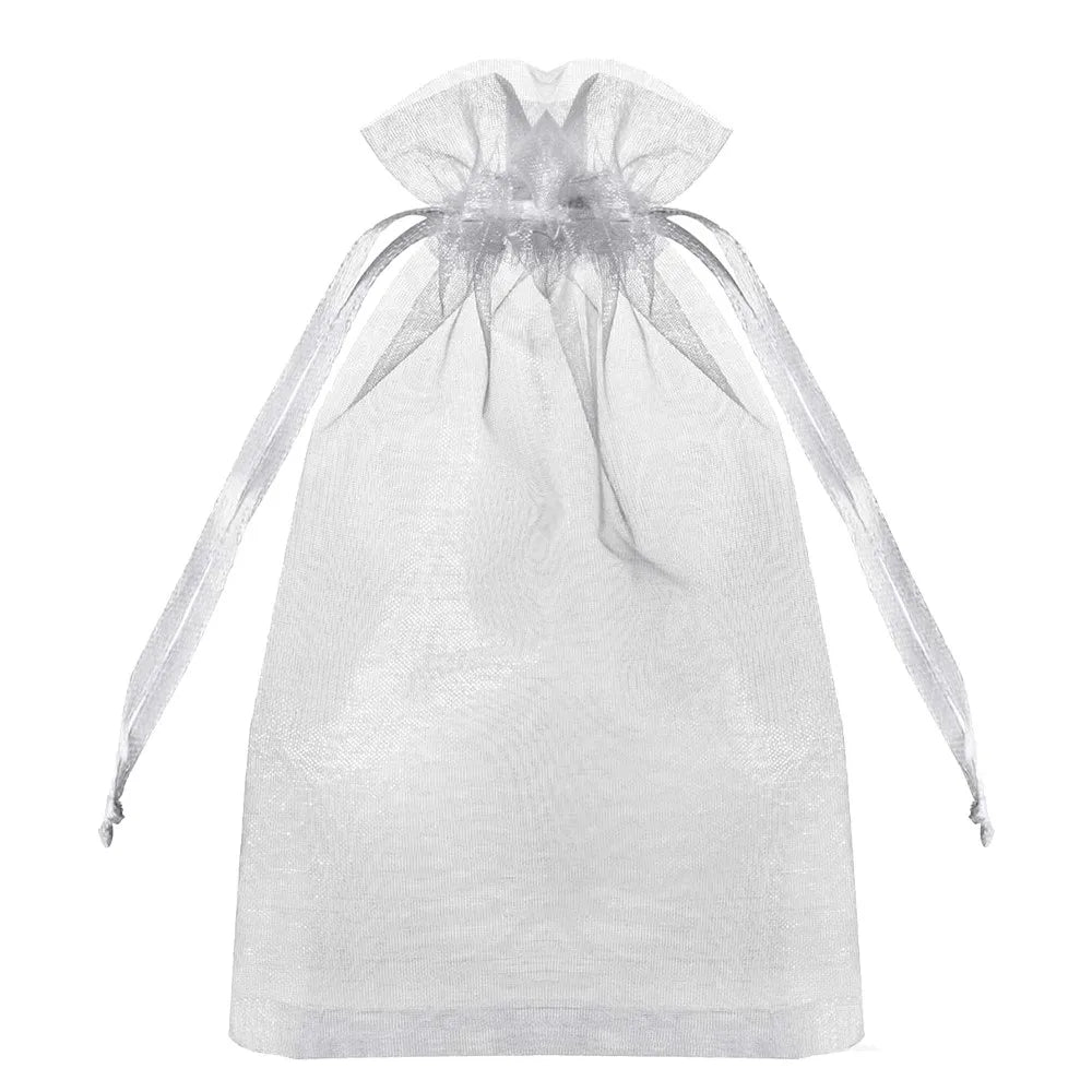 50pcs White Sheer Organza Bag Jewelry Gift Party Favor Bags with Drawstring for Wedding Christmas Small Jewelry Storage