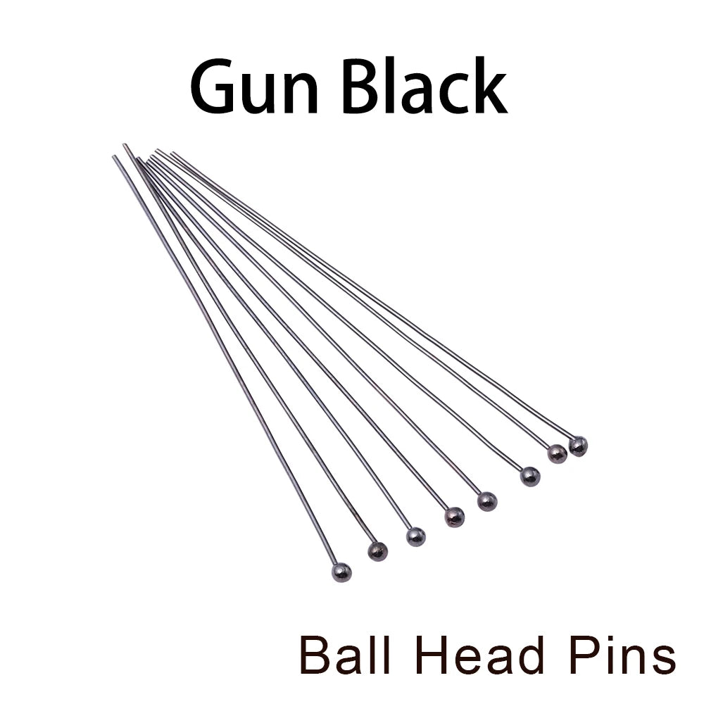 100-200Pcs/Lot 10-70mm Heads Eye Flat Head Pin Gold Plated Ball Head Pins for Jewelry Findings Making Accessories Supplies - 