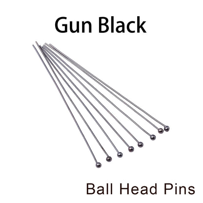 100-200Pcs/Lot 10-70mm Heads Eye Flat Head Pin Gold Plated Ball Head Pins for Jewelry Findings Making Accessories Supplies - 