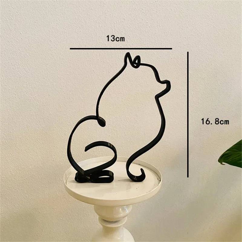 Dog Art Sculpture Metal Dog Abstract Minimalist Art Iron Figurines Office Desktop Accessories For Home Decoration Cute Miniat