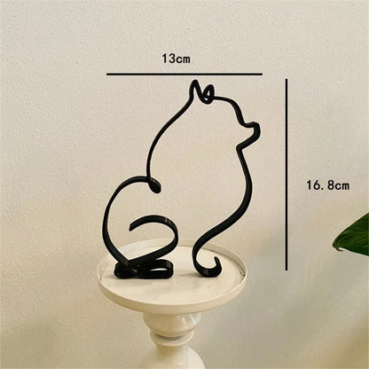 Dog Art Sculpture Metal Dog Abstract Minimalist Art Iron Figurines Office Desktop Accessories For Home Decoration Cute Miniat