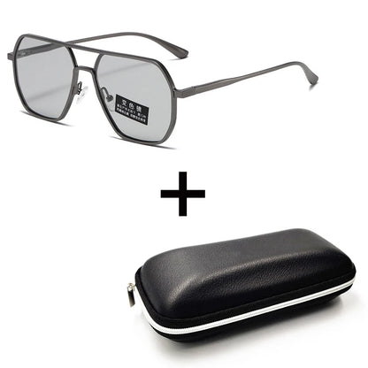 Luxury Metal Photochromic Sunglasses Men Women Fashion Polarized Sun Glasses Stylish Chameleon Anti-glare Driving Shades UV40