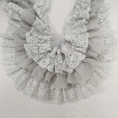 10CM Wide Three Layers Pleated Chiffon Fabric Embroidery Fringe Ribbon Lace Collar Ruffle Trim DIY Apparel Curtains Sewing De