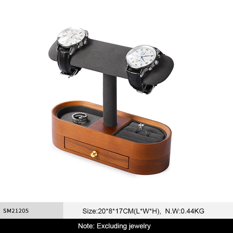 WoodTen Solid Wood Watches Display Stands Base Watch Necklace Bracelet Organizer Rack Bangle Scrunchie Headband Showcase Stan